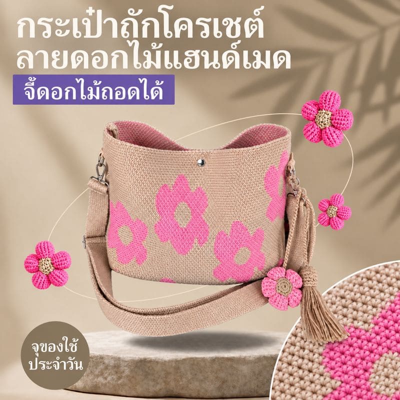 Siriaura  I   กระเป๋าผ้าโครเชต์รูปดอกไม้ทำมือ