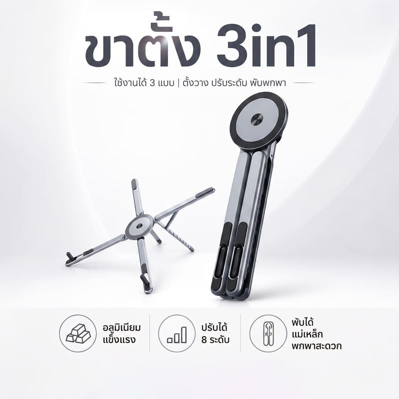Siriaura I  ขาตั้งอลูมิเนียมพับได้ ปรับอิสระ 8 ระดับ